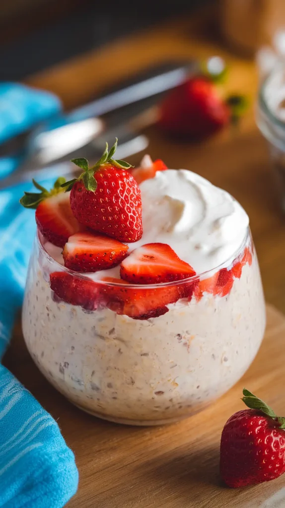 strawberries and cream overnight oats