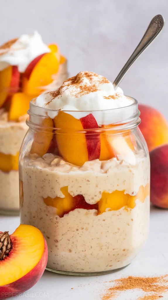 Vegan peaches and cream overnight oats recipe