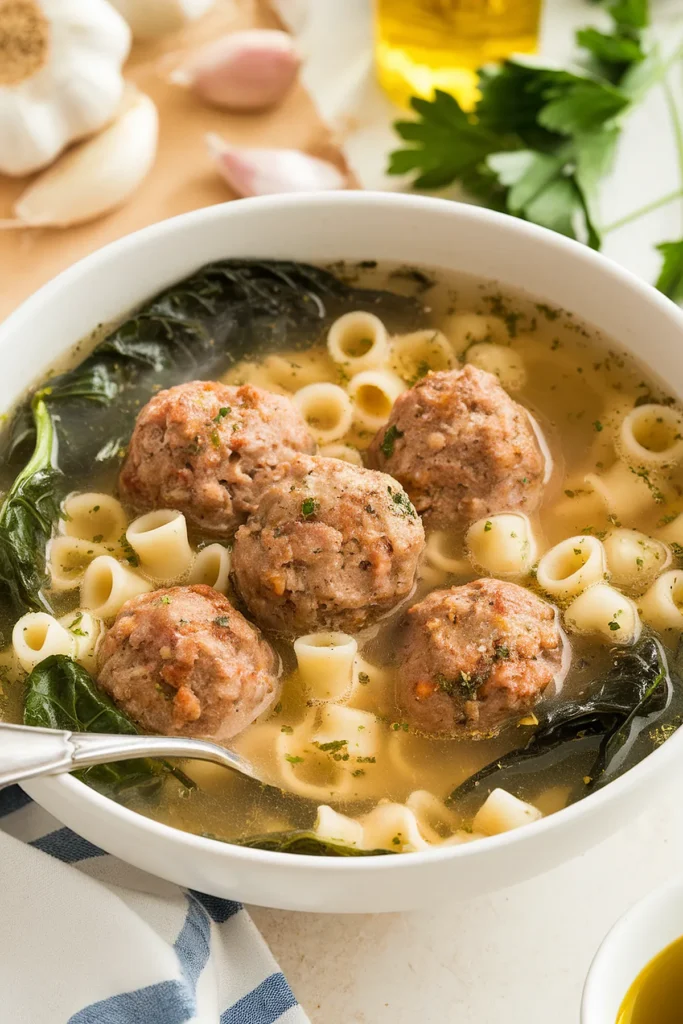 Italian wedding soup with meatballs