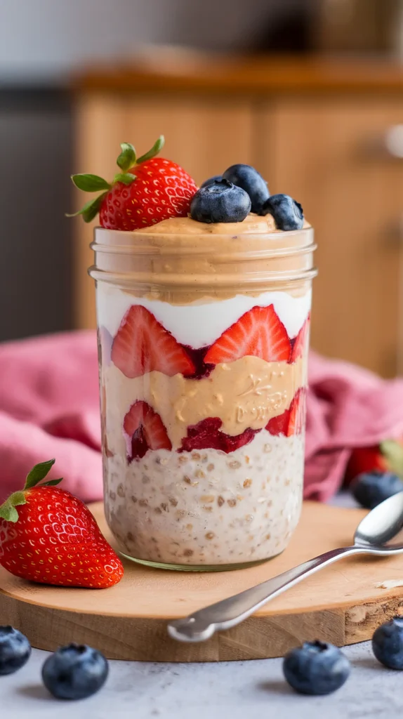 Peanut butter and jelly overnight oats