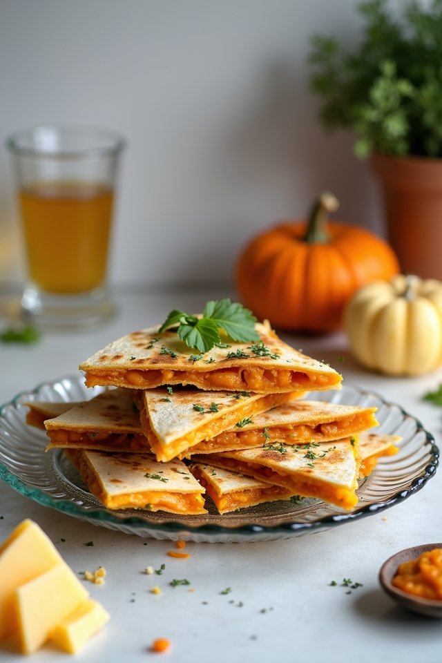 cheesy pumpkin filled quesadillas