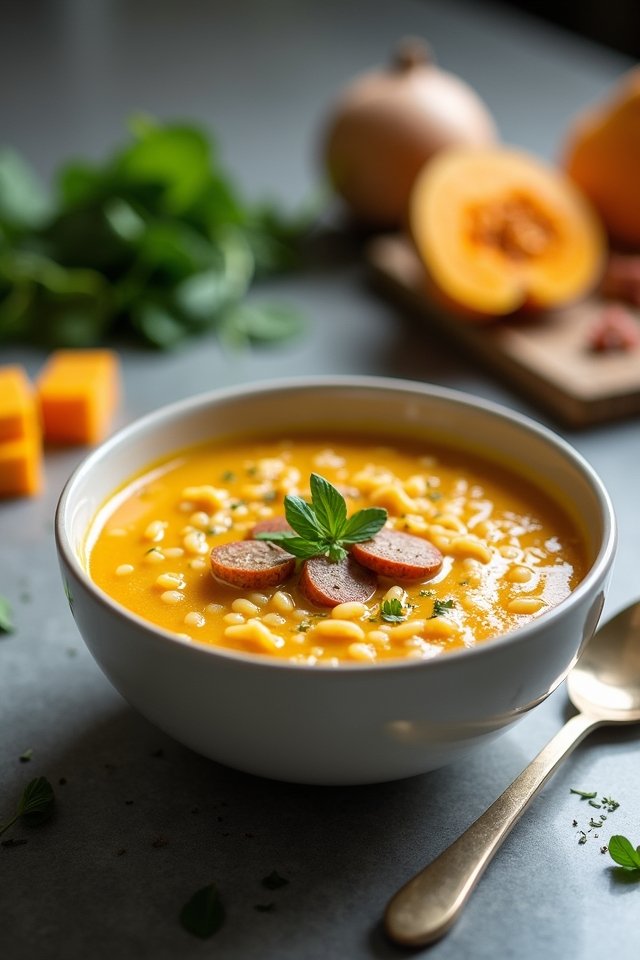 creamy squash sausage soup