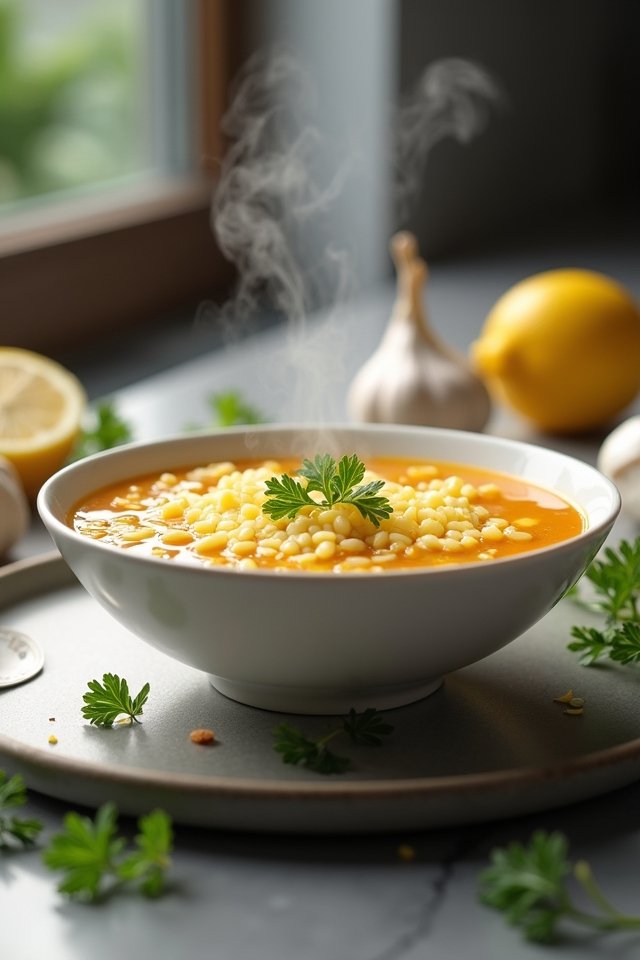 lemon garlic flavored soup