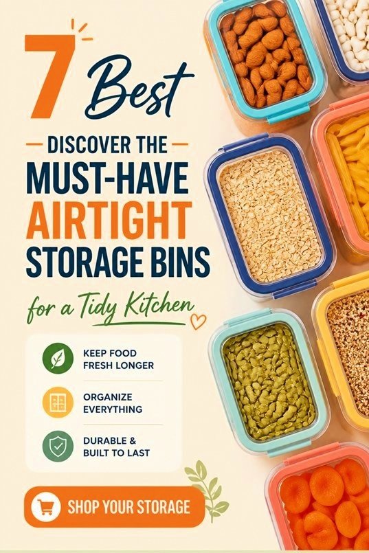 Colorful airtight storage bins for organizing kitchen essentials and keeping food fresh longer. Shop now for a tidy kitchen!