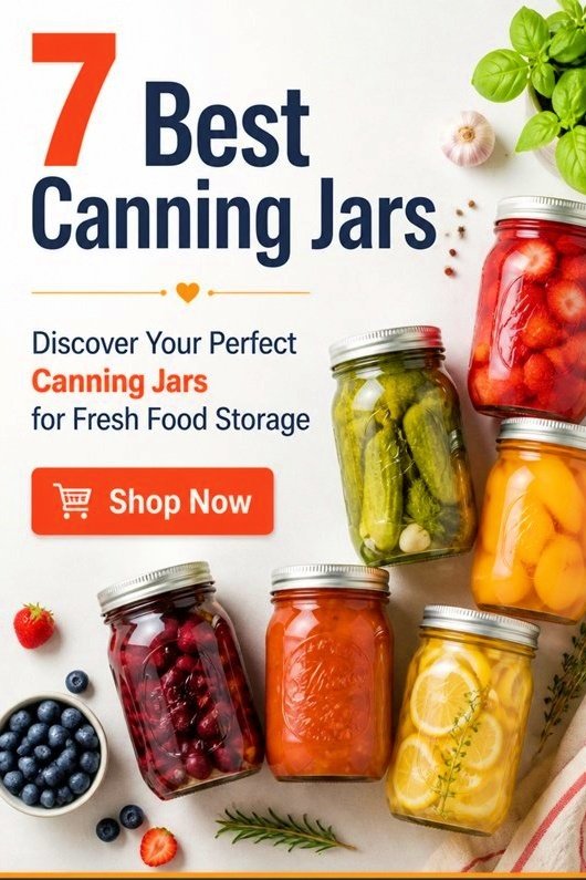 Colorful canning jars filled with fruits and vegetables for fresh food storage. Shop the 7 best options now!