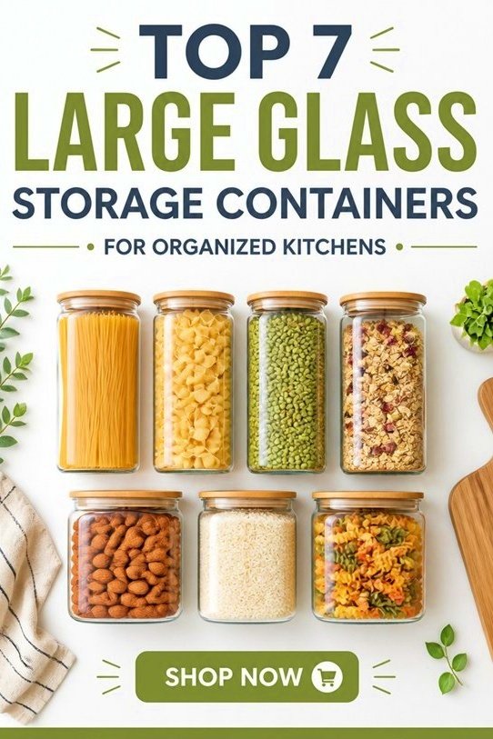 Top 7 large glass storage containers for organized kitchens, showcasing various foods and stylish design. Shop now!