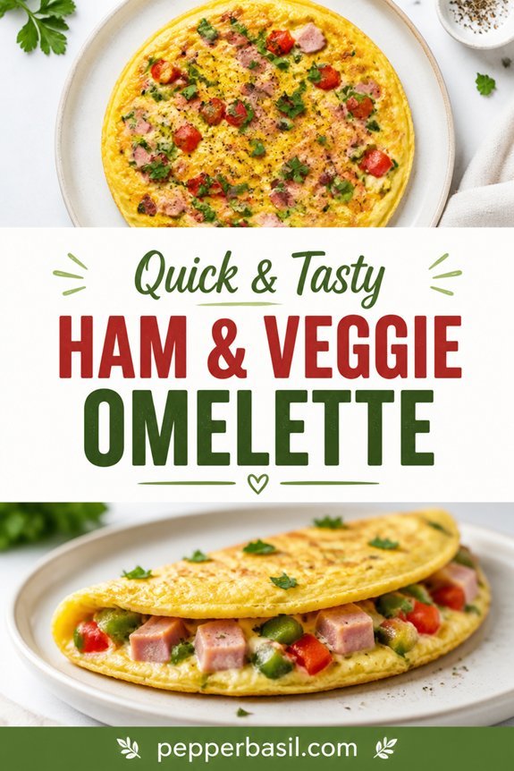 creamy ham veggie omelette