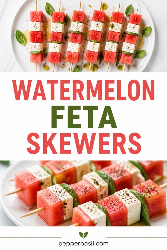 watermelon feta skewers assembled